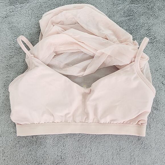 Fabletics Top Womens S Pink Ren Midi Bra Camisole Mesh Overlay Sports Workout - Picture 6 of 8